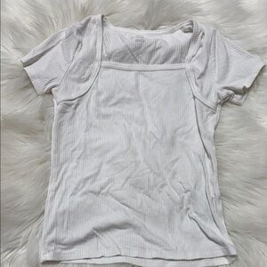 Art Class White Ribbed Short Sleeve Tee B5